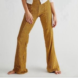 Free People slim pull on velvet flare in untold gold